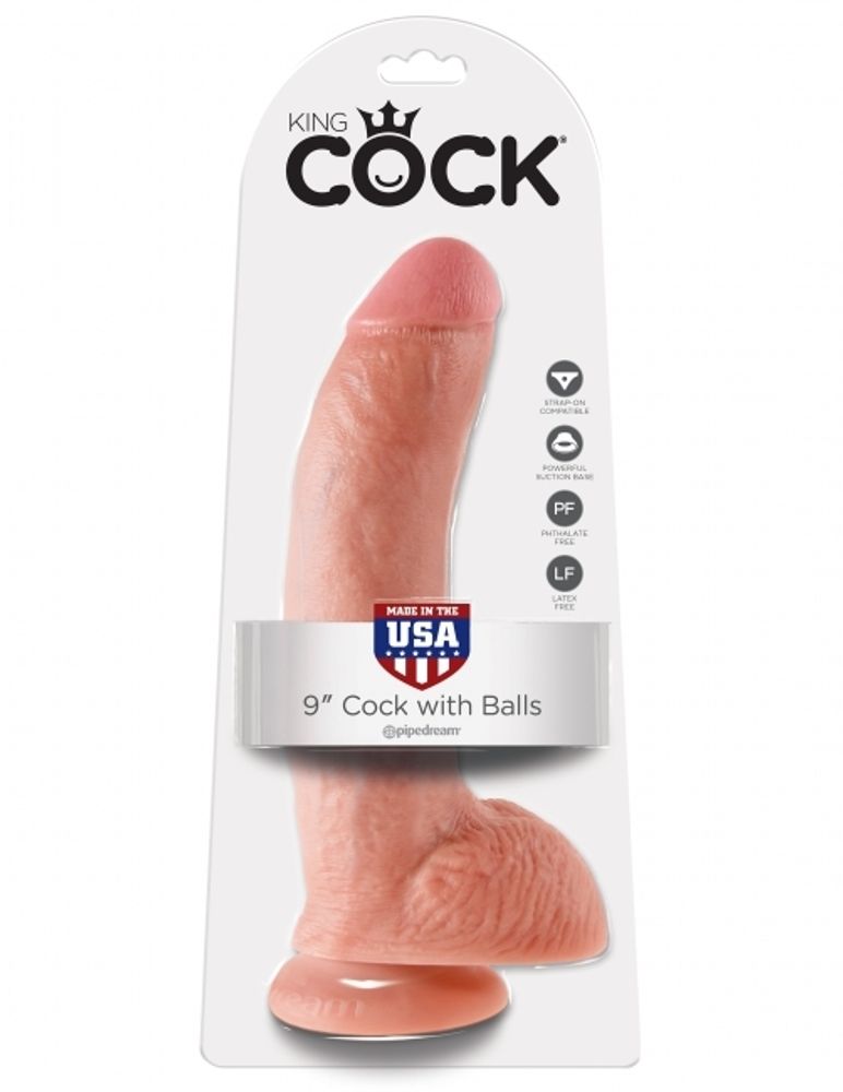 Фаллоимитатор на присоске 9 Cock with Balls (Цвет: телесный)