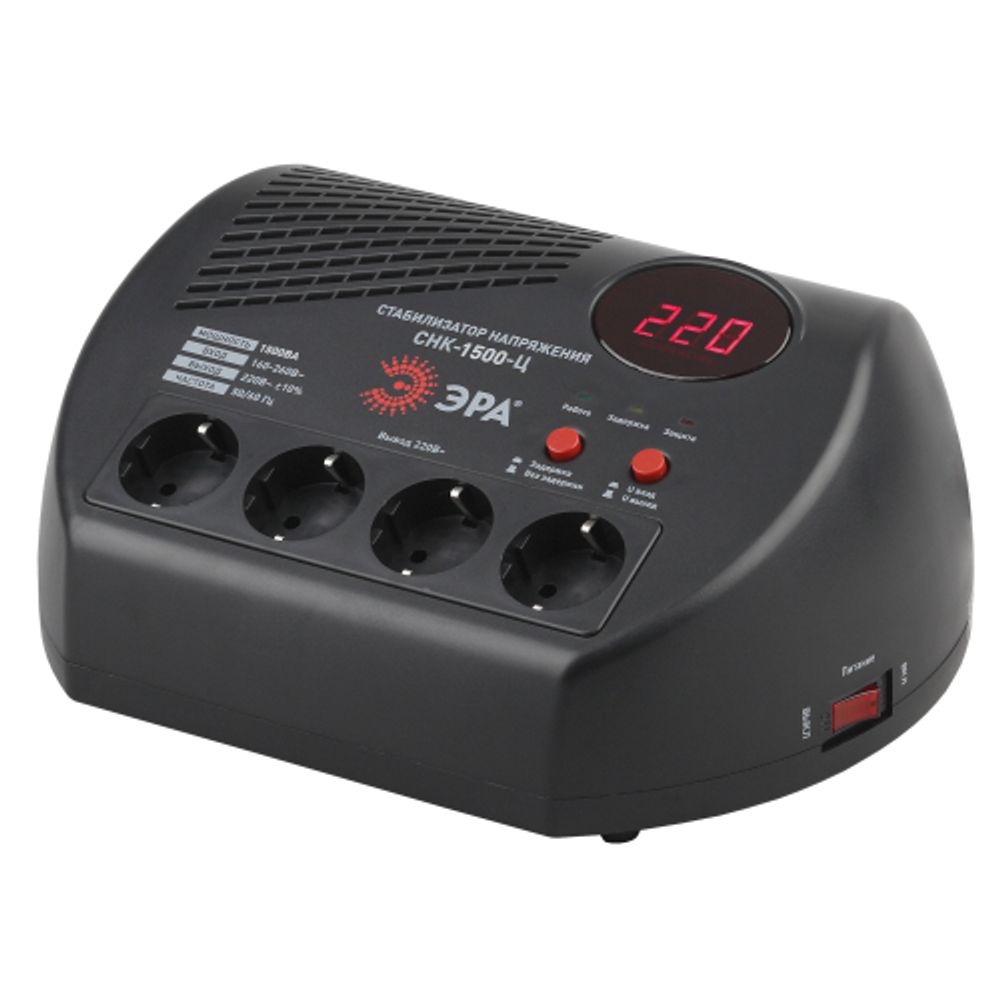СНК-1500-Ц ЭРА Стабилизатор напр. компакт, ц.д., 160-260В/220В, 1500ВА