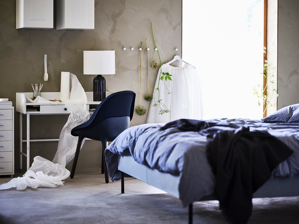 IKEA TONVIS  (ИКЕА ТОНВИС)  -  Настольная лампа, тонированное стекло/белый, 52 см