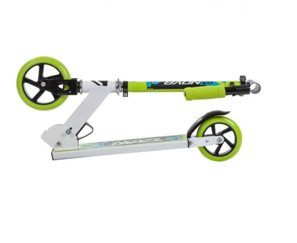 Самокат детский Novatrack Jungle, 145/125 мм, складной, бело-зеленый