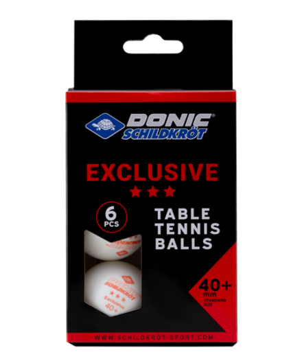 Мяч для настольного тенниса 3* Exclusive, белый, 6 шт.