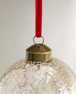 ZARA HOME ЕЛОЧНЫЙ ШАР С ЭФФЕКТОМ КРАКЛЕ, СЕРЕБРЯНЫЙ