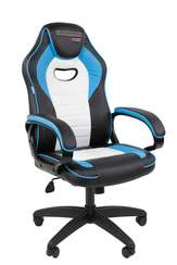 Офисное кресло Chairman Game 16 Россия экокожа черный/голубой/белый