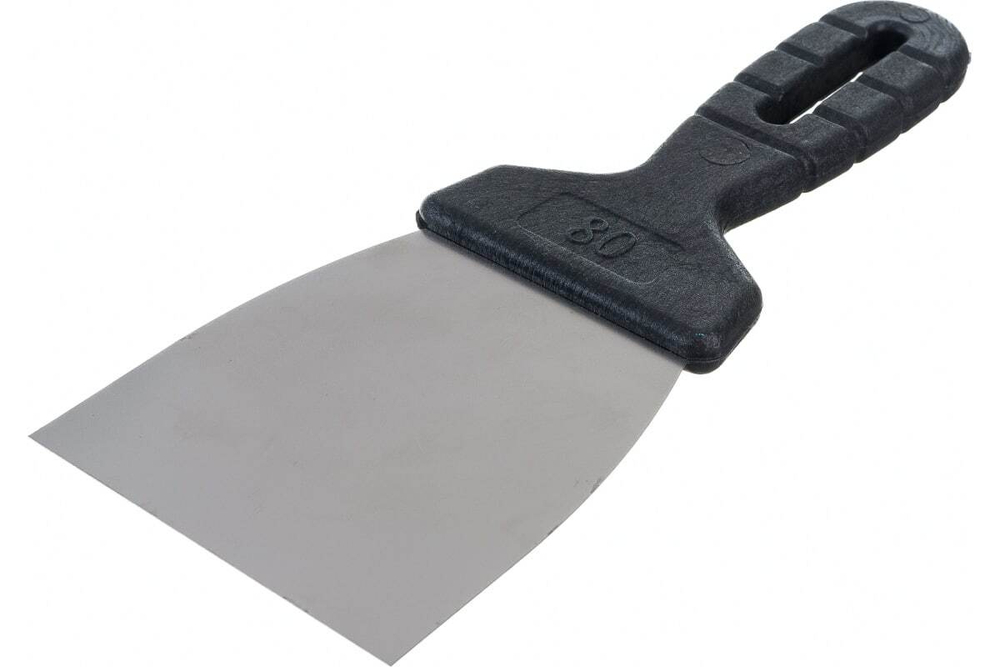 ШПАТЕЛЬ ЛОПАТКА СИБРТЕХ НЕРЖ.СТАЛЬ 80ММ ПЛАСТМАС.РУЧКА 85433