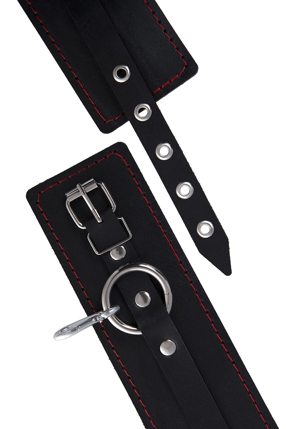 Черная распорка для ног с кожаными манжетами (Цвет: черный)