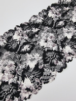 Кружево эластичное чёрный/белый/серый К629