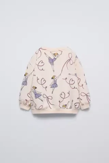 ZARA ХУДИ С ПРИНТОМ, ЭКРЮ