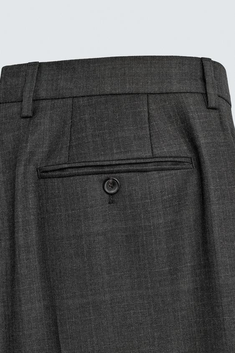 ZARA КОСТЮМНЫЕ БРЮКИ В КЛЕТКУ ИЗ 100% ШЕРСТИ, ТЕМНЫЙ МЕЛАНЖ