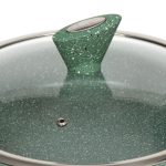 Сотейник алюминий, 28 см, антиприг, Daniks, Мрамор Олимп, зел, STWP-28-GRM-IND-LID, с крыш, индукц