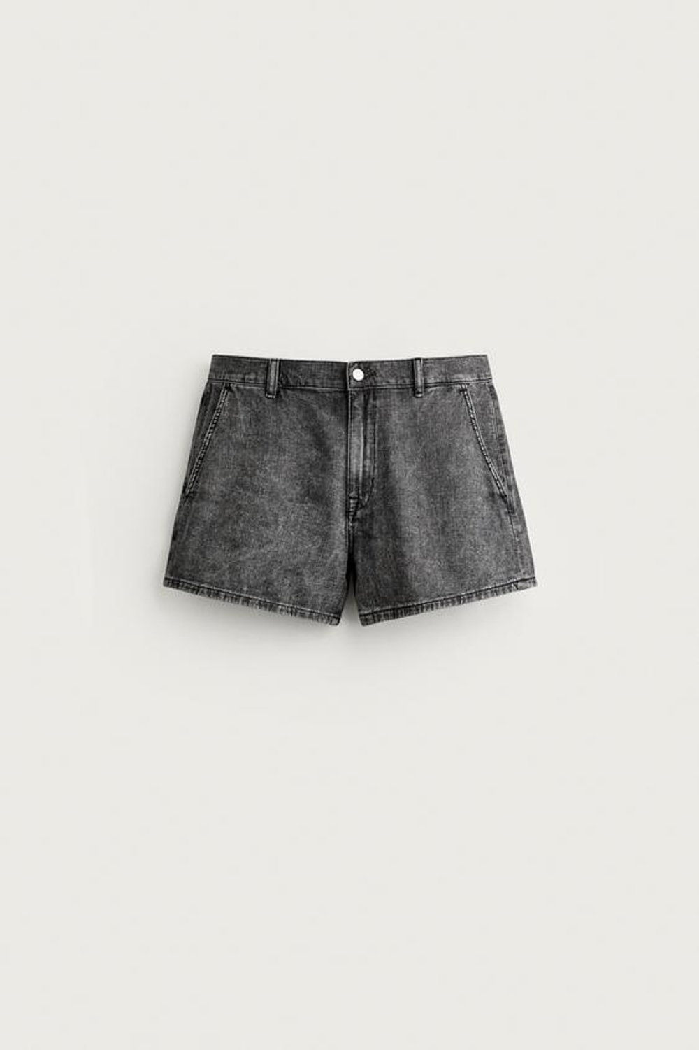 ZARA ШОРТЫ ИЗ ДЕНИМА С ЭФФЕКТОМ КИСЛОТНОЙ СТИРКИ, АНТРАЦИТОВО-СЕРЫЙ