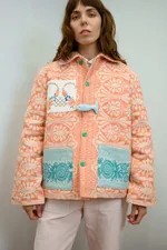 Куртка Soeurs Утепленная с Зелёными Карманами оранжевая