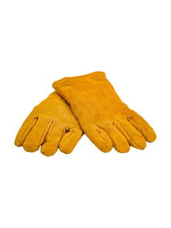 Спилковые краги Gigant утепленные искусственным мехом, желтые GHG-10