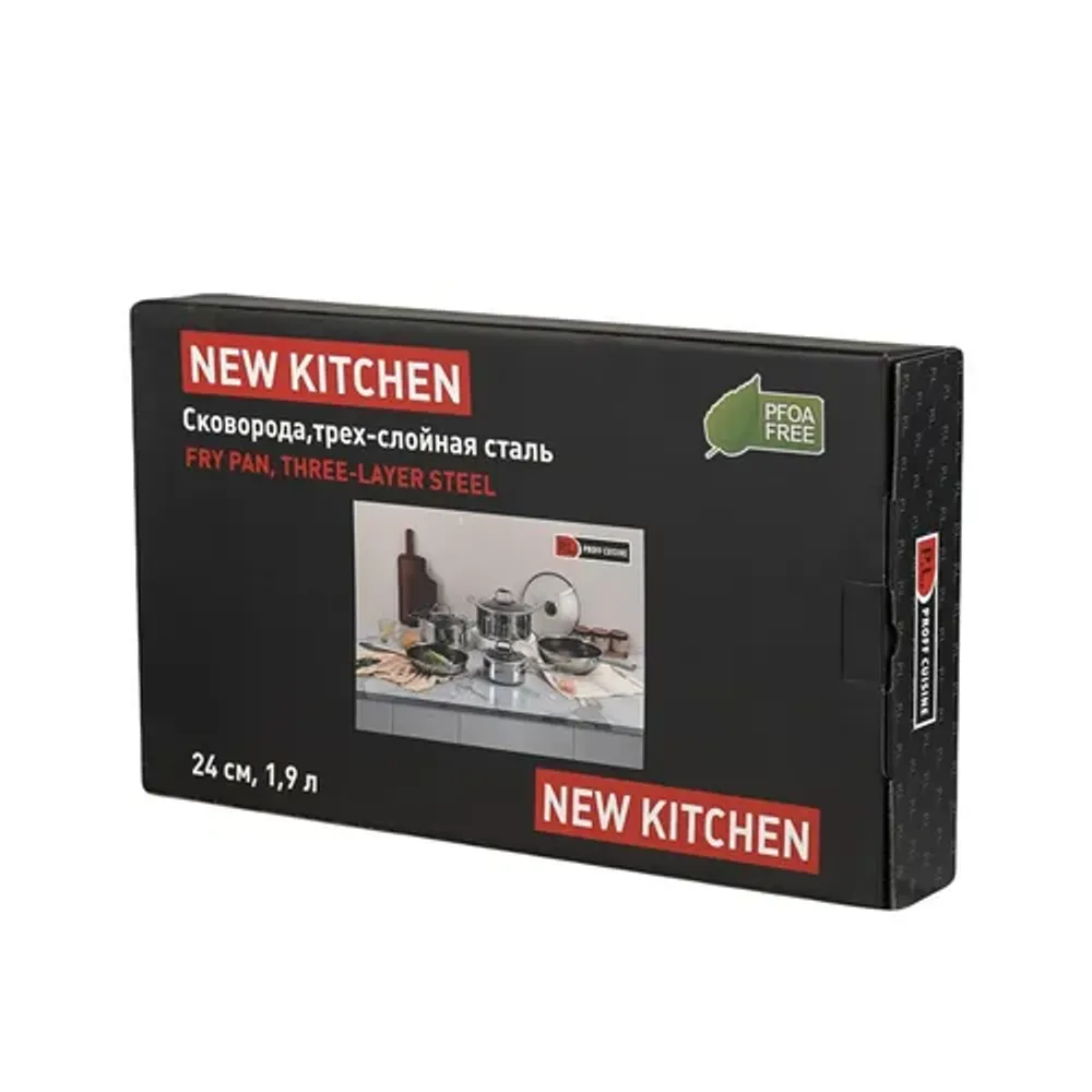 Сковорода 24/17,5 см h5 см New Kitchen Honeycombs нерж. с антиприг. покр. ИНДУКЦИЯ P.L.