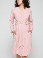 Женский халат из хлопкового трикотажа в рубчик (Размер: L) (Цвет: нежно-розовый)