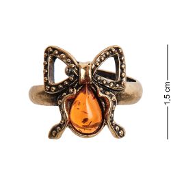 AM-2657 Кольцо «Бантик» (латунь, янтарь)
