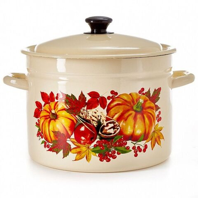 Кастрюля сталь, эмал, 9 л, с крыш, крышка сталь, Керчь, Осенний урожай, 41804-212/6-У2