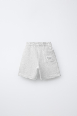 ZARA ШОРТЫ-ДЖОГГЕРЫ С НОМЕРОМ, СЕРЫЙ МЕЛАНЖ