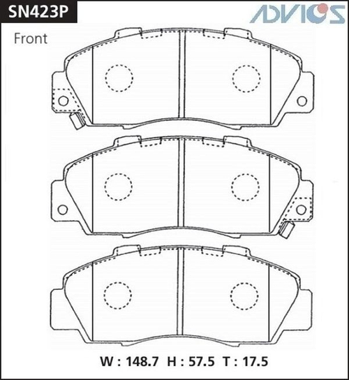 Дисковые тормозные колодки ADVICS передние SN423P