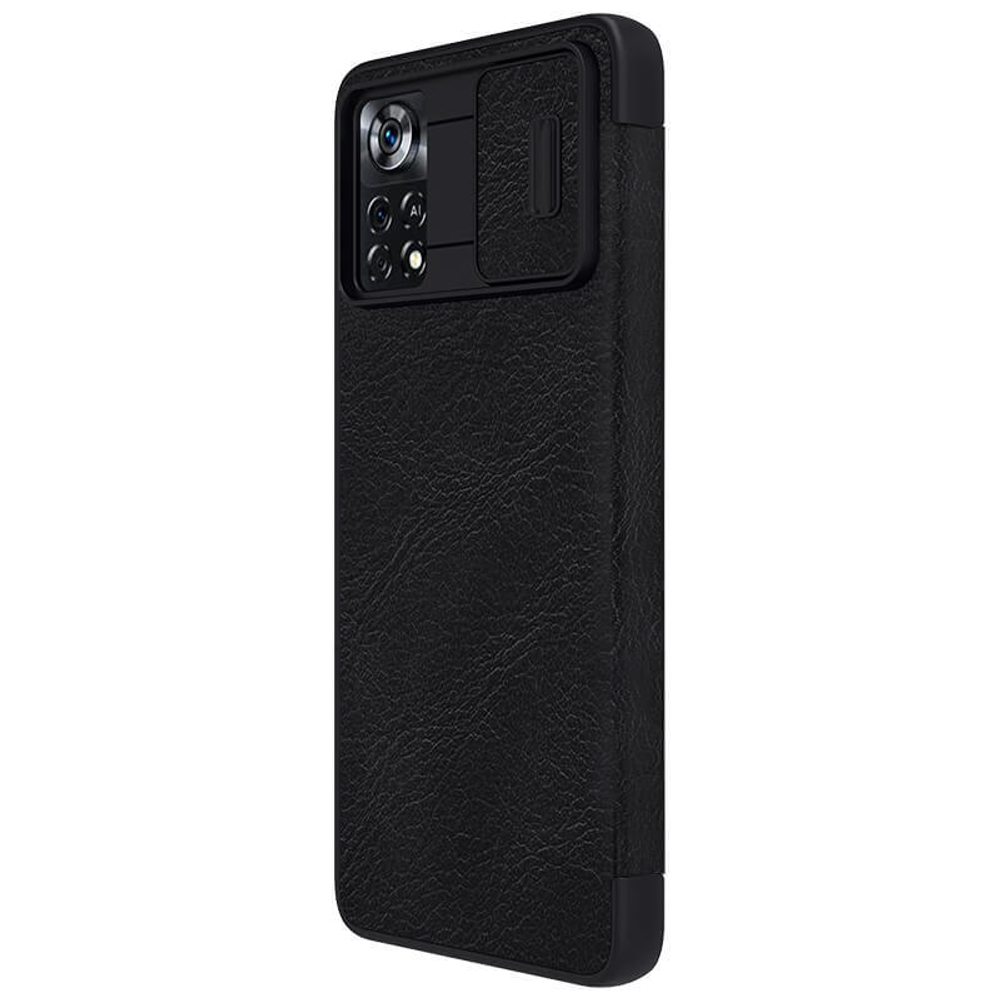 Кожаный чехол-книжка Nillkin Leather Qin Pro c защитой камеры для Poco X4 Pro 5G