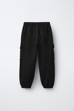 ZARA БРЮКИ-ДЖОГГЕРЫ КАРГО С ЭТИКЕТКОЙ, ЧЕРНЫЙ
