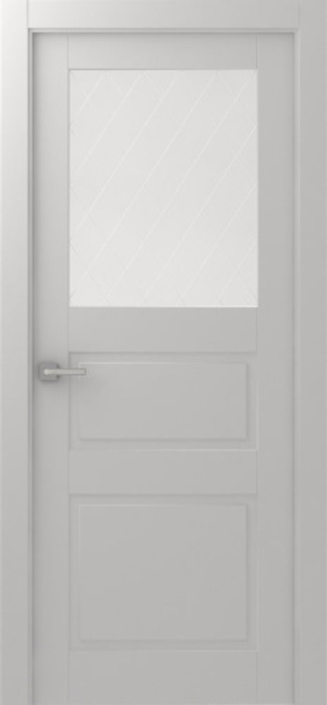Дверь Инари / Цвет Эмаль белый / Мателюкс белый витраж / Двери Belwooddoors