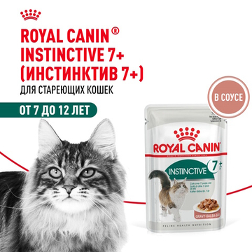 Пауч Royal Canin Instinctive +7 для кошек в возрасте старше 7 лет, мелкие кусочки в соусе