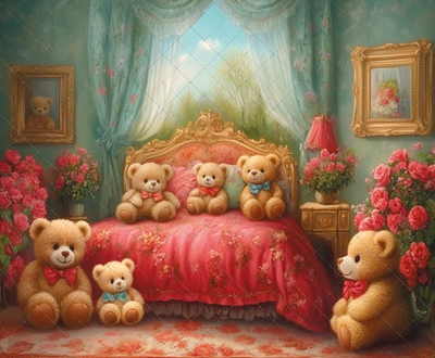 Мишки в спальне №1- фон неопреновый