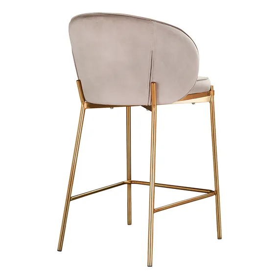 Полубарный стул Coral серо-бежевый велюр с золотыми ножками