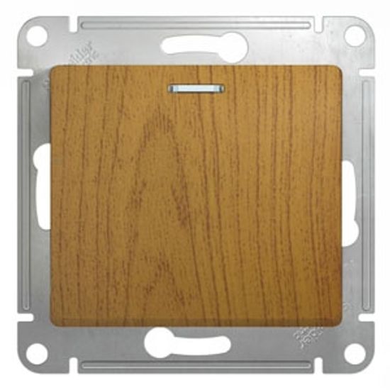 Механизм кнопки нажимной 1-кл. 1мод. СП Glossa 10А IP20 (сх. 1) 10AX с подсветкой дерево дуб SchE GSL000517