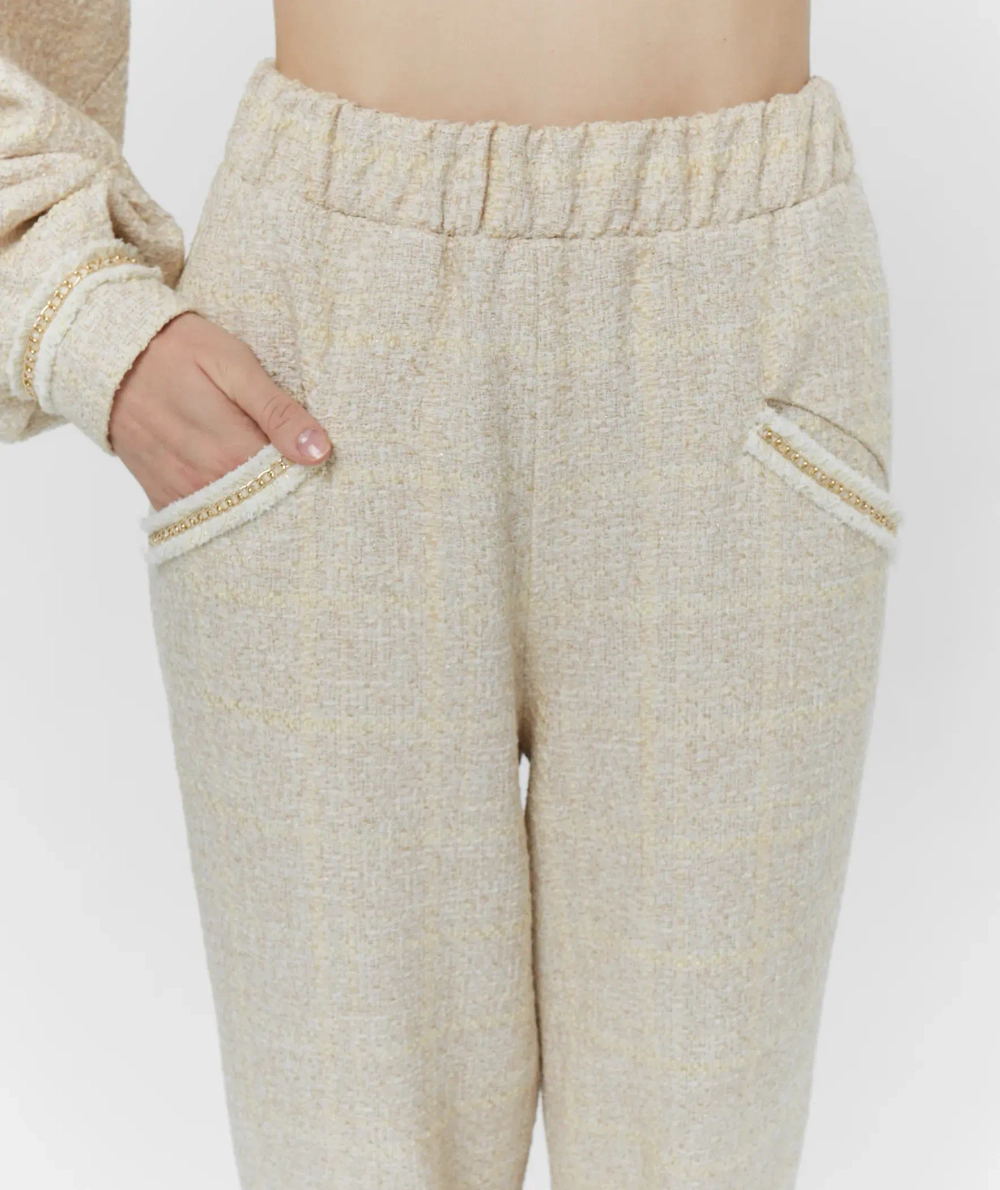 Брюки твидовые, молочный