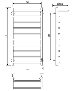 Полотенцесушитель электрический с/т Comfysan Scola EC-10 100/50 с полкой, хром