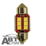 Светодиод 12V T11x41  6SMD 3030 WHITE SJ-FLS35-4106  (салон) c радиат на красн фон Y0002-41