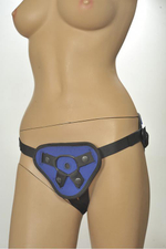 Сине-чёрные трусики-джоки Kanikule Strap-on Harness universal Comfy Jock с плугом и кольцами (Цвет: синий с черным)