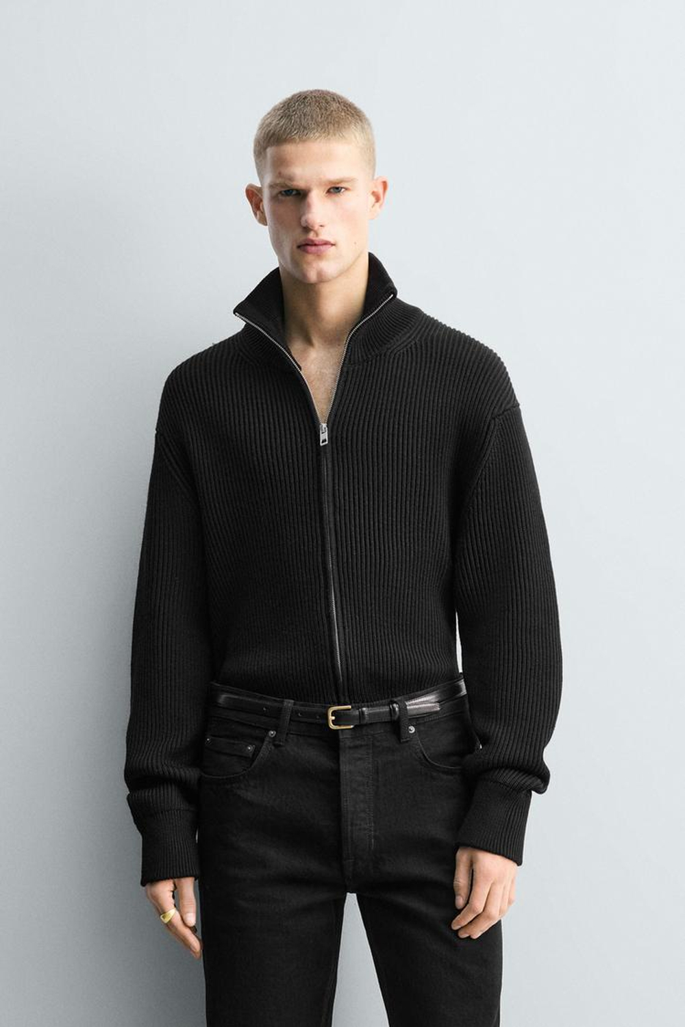 ZARA КАРДИГАН ПЛАТОЧНОЙ ВЯЗКИ — LIMITED EDITION, ЧЕРНЫЙ