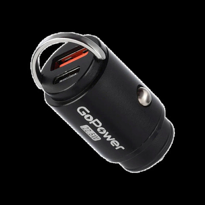 Зарядное устройство автомобильное GoPower GPQC12 1USB+1Type-C 22.5W Mini черный