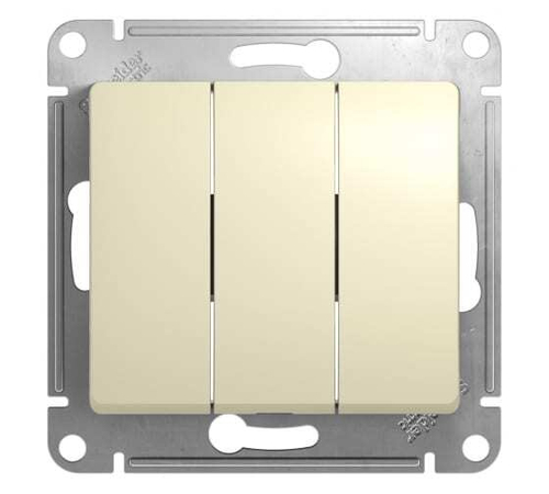 Выключатель 3-кл СП Корса 10А IP20 крем. +накл.