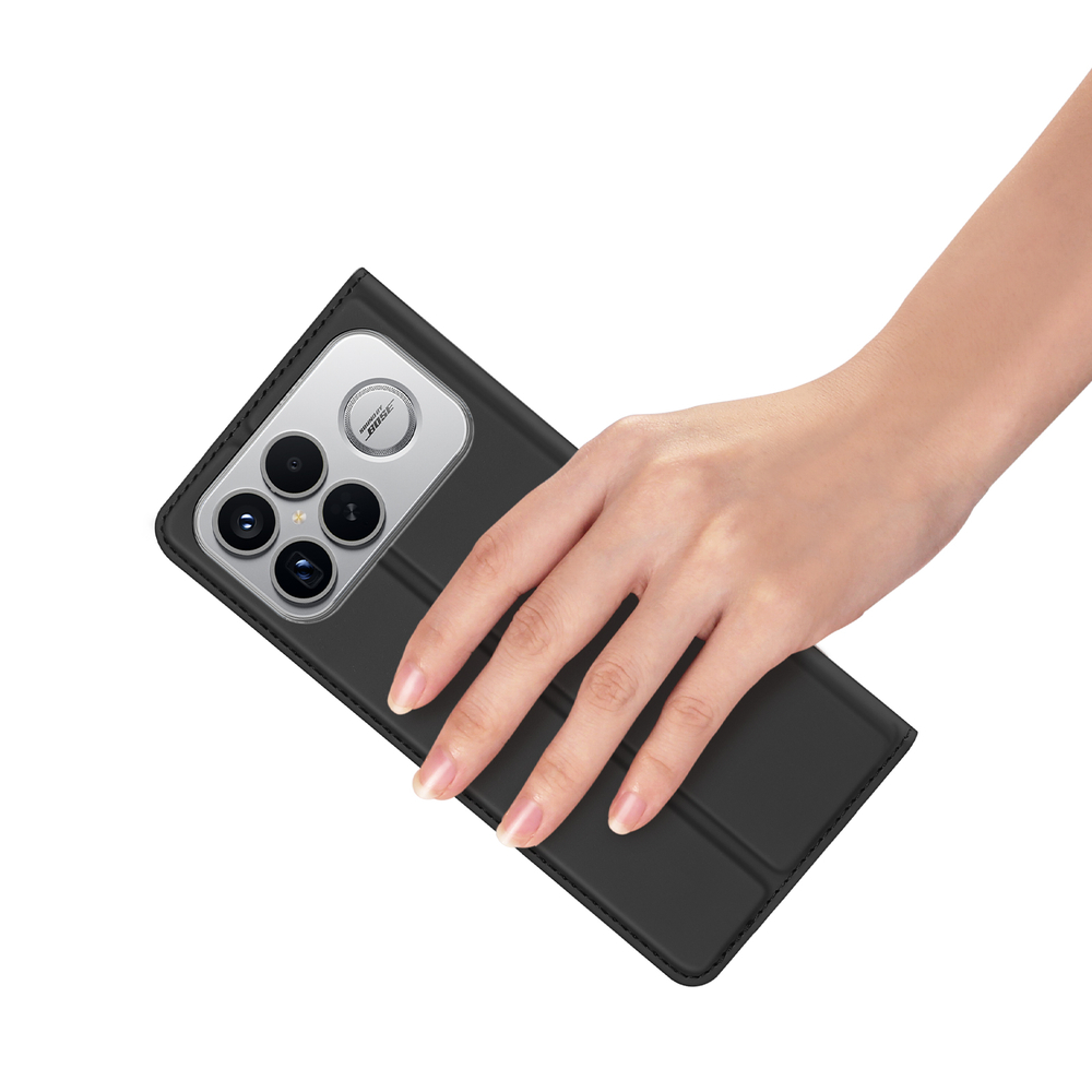 Чехол книжка из PU кожи черного цвета для Xiaomi Poco F8 Ultra и Redmi K90 Pro Max, серия Skin Pro Series от Dux Ducis