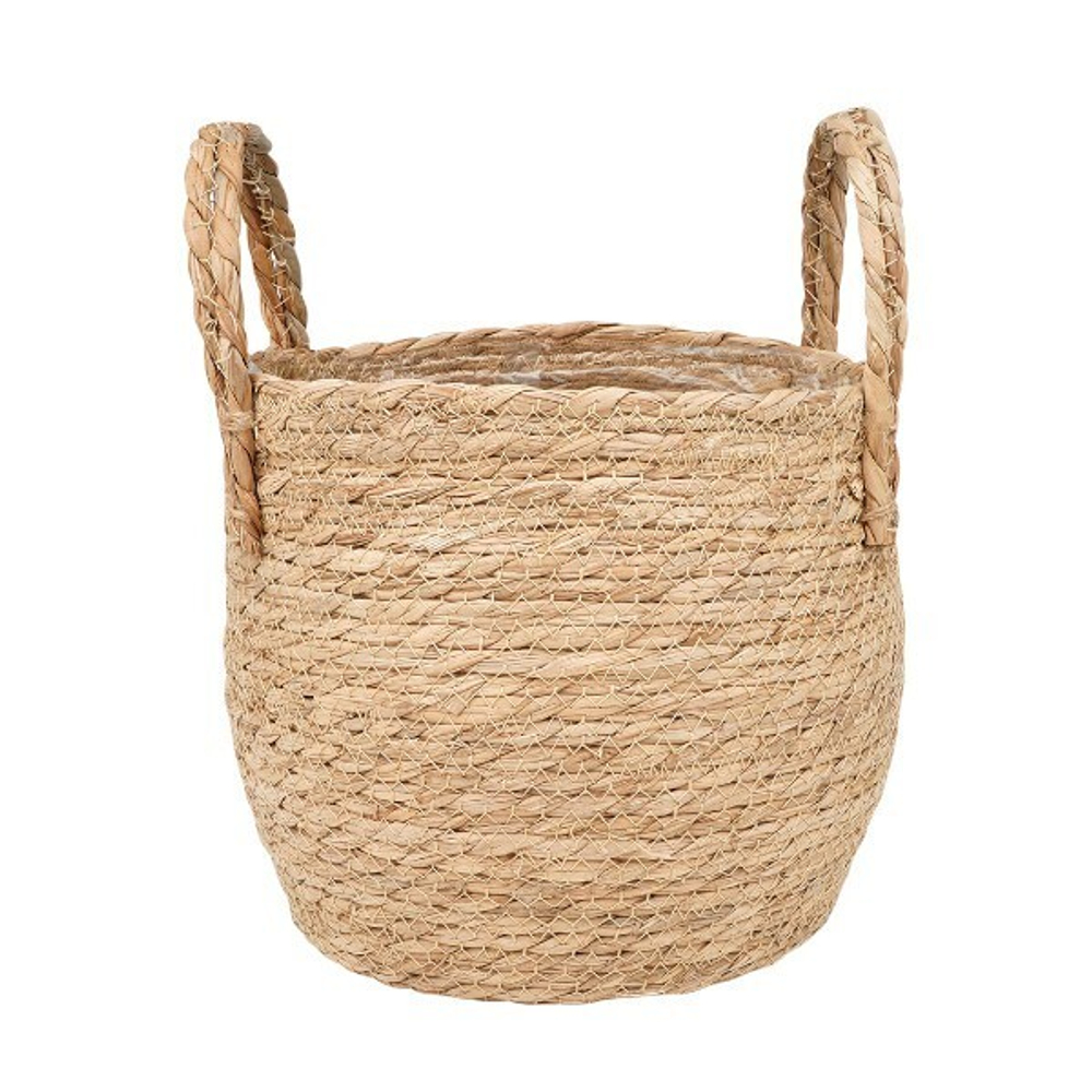 Кашпо плетеное "Кения" круглое с ручками, 7,5л внешний размер Д285 Ш285 В215, натуральный