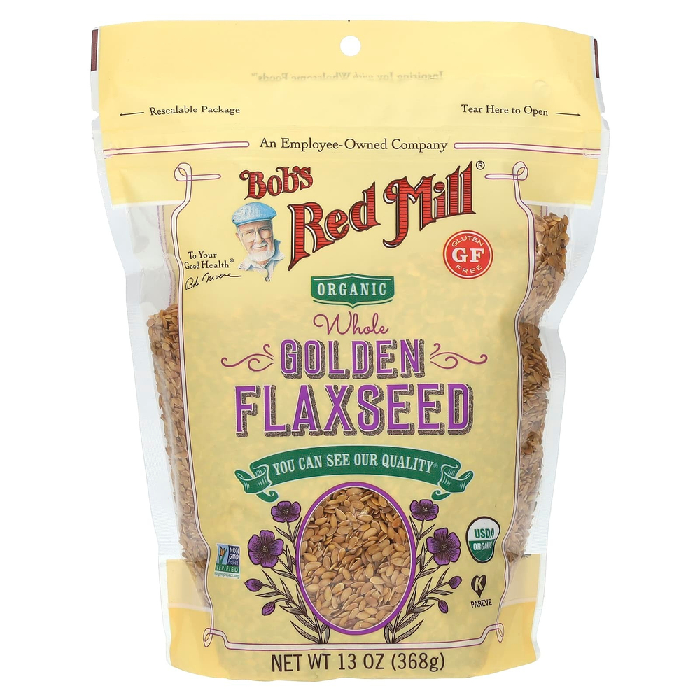 Bob's Red Mill, Органическое цельное золотое льняное семя, 13 унций (368 г)