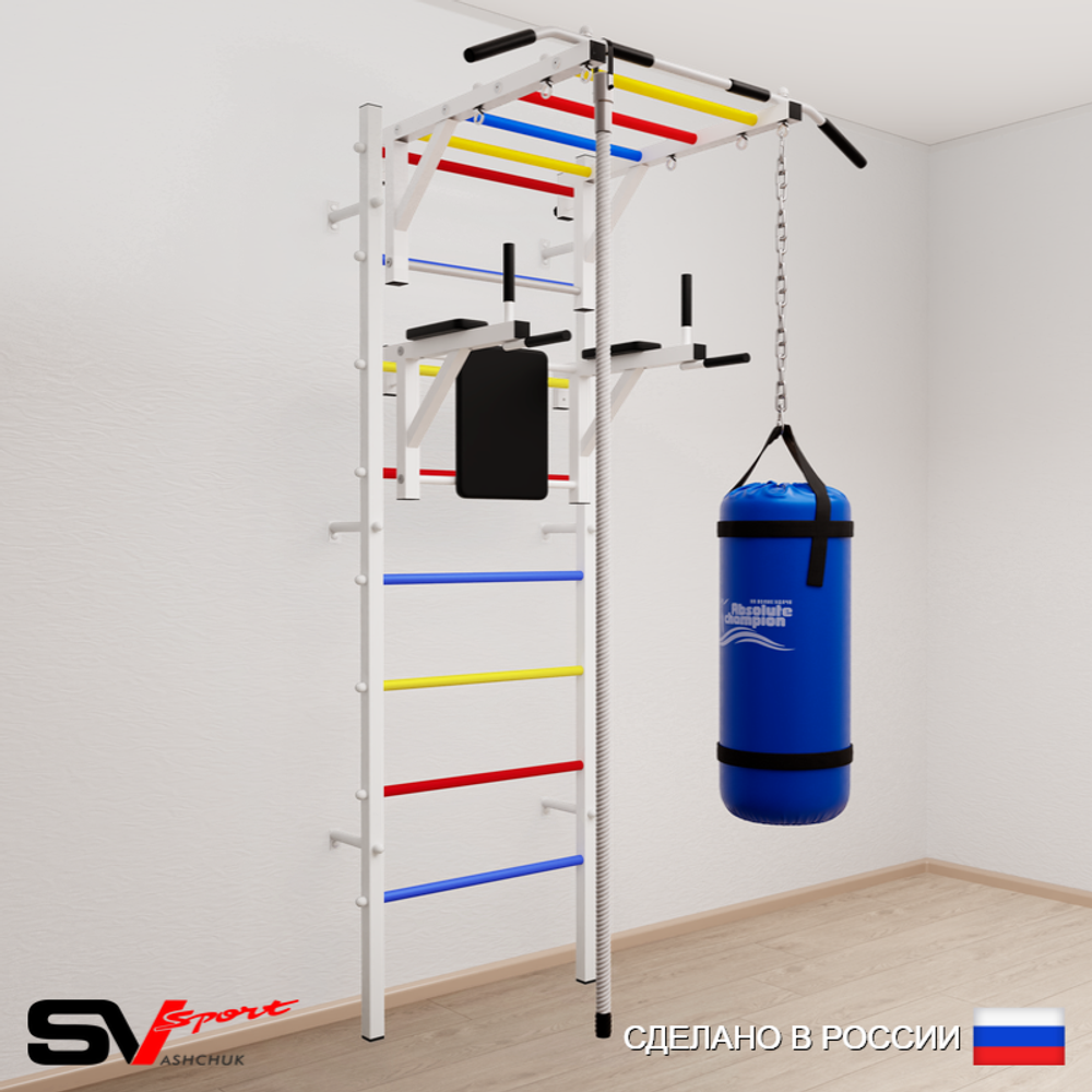 Шведская стенка Sv Sport усиленная 6402 (Турник рукоход/Брусья/Канат/Цепь/Мешок 22кг)