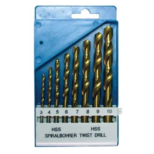 Сверла по мет. HSS нитрид титановые по металлу  8шт  3,0-10,0мм  (888)   6863745