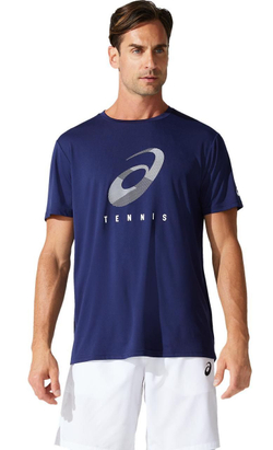 Футболка мужская теннисная Asics Court M Spiral Tee - peacoat