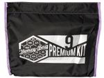 Упаковка комплекта мешков для ледяной экстракции haney-bag premium 9 шт/15 л. черный пакет с белым логотипом "honey bag premium kit 9" и указанием микрон