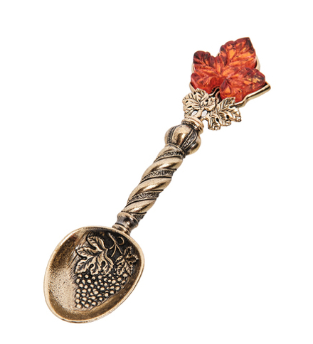 Народные промыслы AM-3109 Ложка «Виноград» (латунь, янтарь)