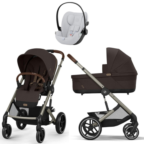 Коляска Cybex Balios S Lux TPE complete Cloud G Fog Grey 3 в 1 Chocolate Brown с дождевиками