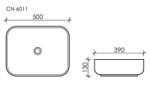 Умывальник чаша накладная прямоугольная Element 500x390x130мм