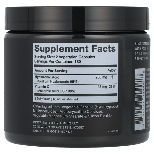 Toniiq, Гиалуроновая кислота, 360 капсул