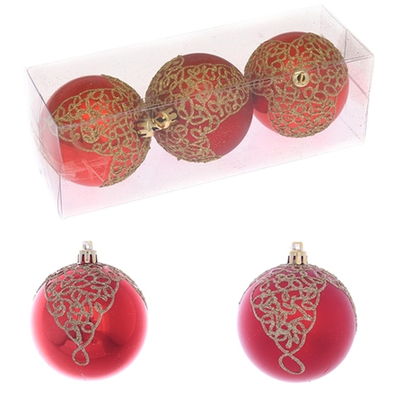 GAEM Набор из 3шт Украшение новогоднее Шар "Византийский орнамент", D7 см
