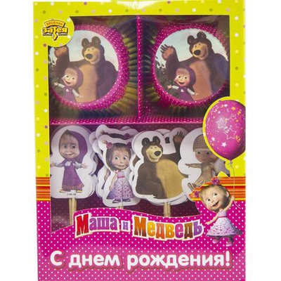 Декор-комплект д/кекса Маша и Медведь48шт/G