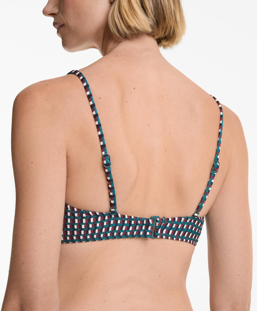 OYSHO Трёхцветный жаккардовый треугольный топ для бикини, зеленый